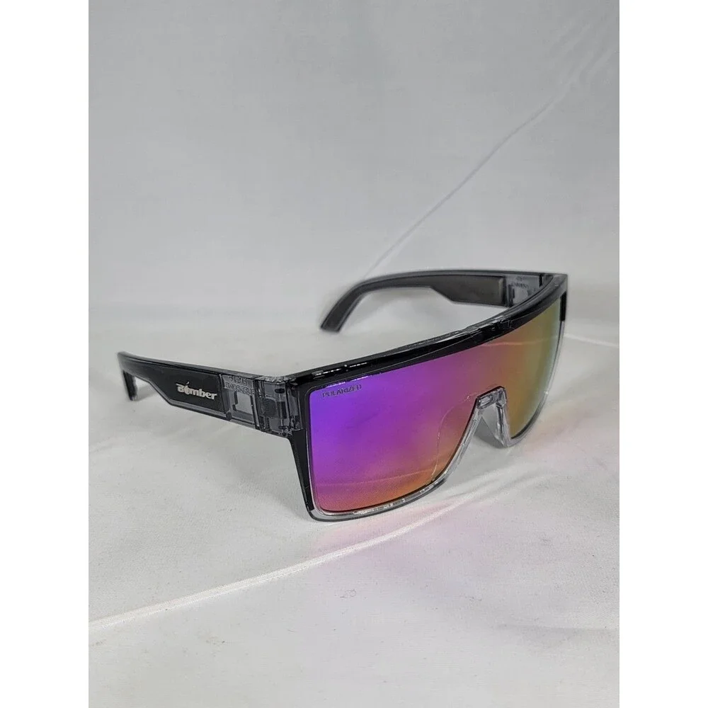 Bomber Buzz Bomb Safety Glasses BZ87+ Polarized Sunglasses Pink Sunset Mirror